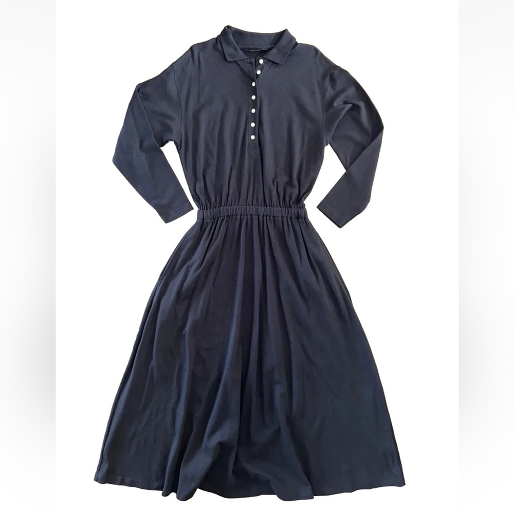 Vintage Eddie Bauer Women’s Size Medium Maxi cotton Dress Modest Black Prairie